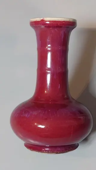 Chinees porselein paars geflambeerd glazuur sang de boeuf bamboe nekvaas (1) - Porselein - China - Tweede helft 20e eeuw