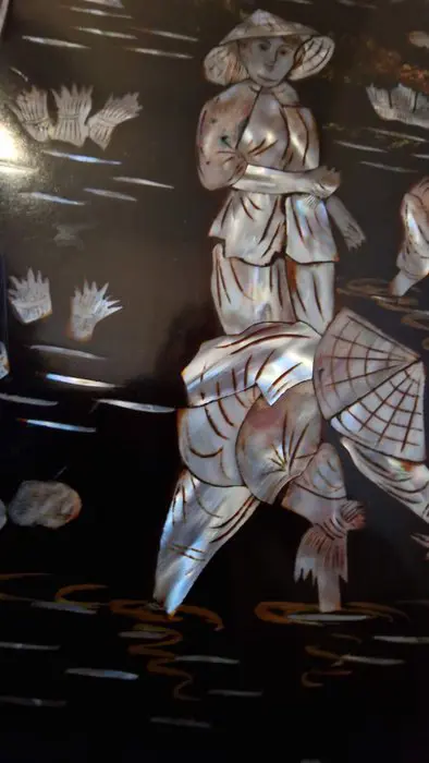 Paneel (1) - Hout, Lak, Parelmoer - Vietnam - Tweede helft 20e eeuw