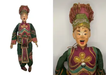 Pop (5) - Borduurwerk, Hout, Papier-maché, Textiel, Zijde - 5 old Chinese Opera Dolls - China - 20e eeuw