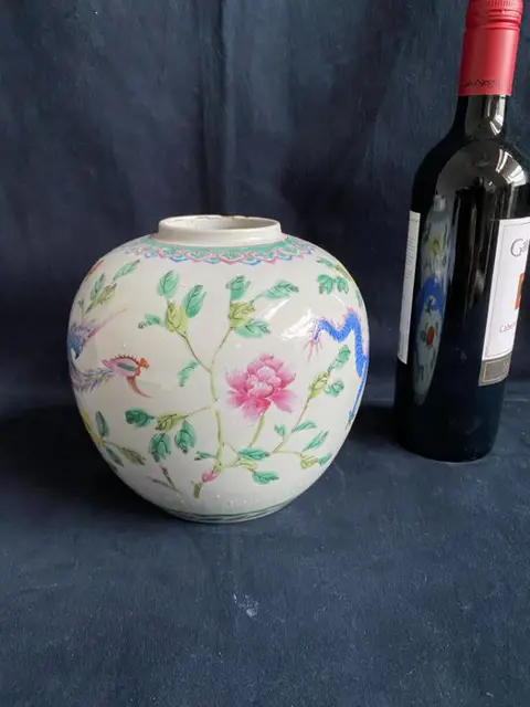 Gemberpotje - polychroom - Porselein - phoenix / draak - draak - China - 20e eeuw