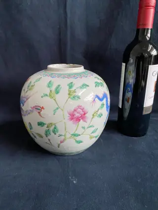 Gemberpotje - polychroom - Porselein - phoenix / draak - draak - China - 20e eeuw