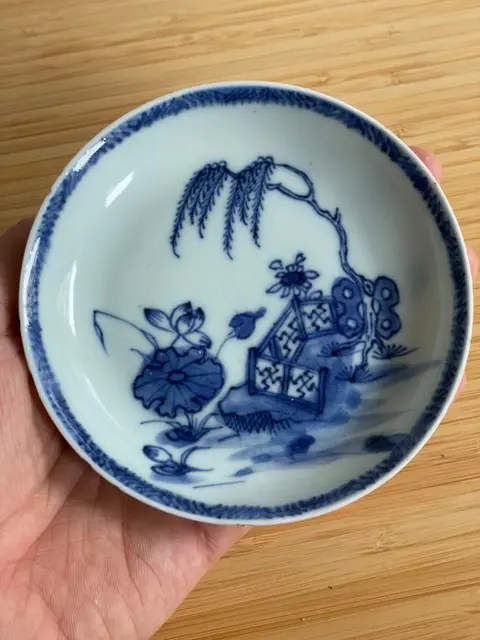 Set Blauw Wit Schotel & Kop (2) - Porselein - China - 18e eeuw