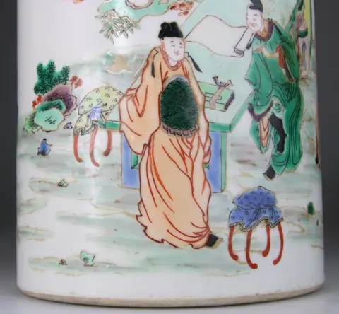 Vaas, Penseelpot - Penseelpot - Familie verte - Porselein - China - Begin 20e eeuw