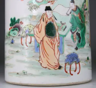 Vaas, Penseelpot - Penseelpot - Familie verte - Porselein - China - Begin 20e eeuw