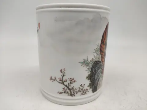Penseelpot "bitong" - Familie rose - Porselein - tijger - China - Modern