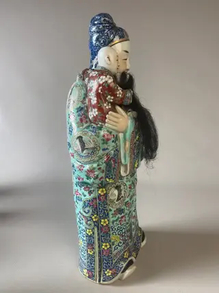 Figuur/beeld - Porselein - Fu Xing et enfant - China - 19e - 20e eeuw