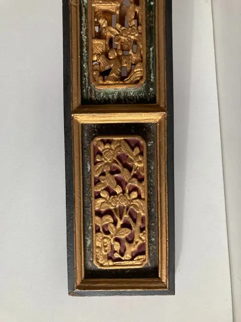 Houtsnede, houtgesneden sierpaneel (1) - Verguld gelakt hout - China - Eind 19e - begin 20e eeuw
