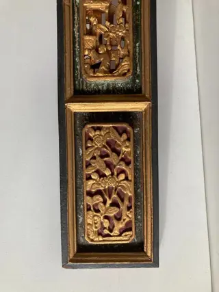 Houtsnede, houtgesneden sierpaneel (1) - Verguld gelakt hout - China - Eind 19e - begin 20e eeuw