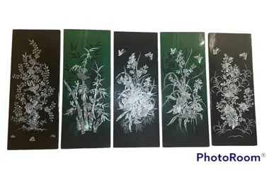 Panelen (5) - Hout, Parelmoer - Zuid-China/Vietnam - Eind 20e eeuw