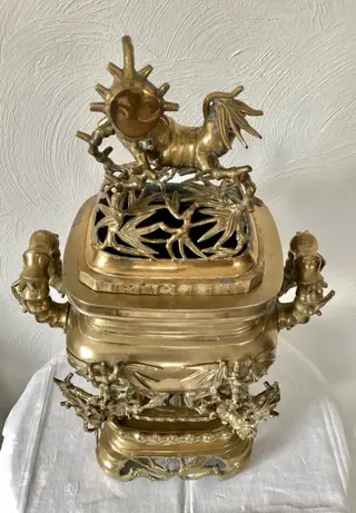 ZELDZAME Wierookbrander - 53cm - 8,4kg - Verguld brons - Vietnam - Eind 19e - begin 20e eeuw