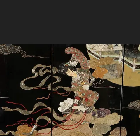 Scherm (1) - Lak - Vogel - Zuid-China/Vietnam - Tweede helft 20e eeuw