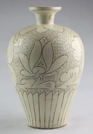 Vaas (1) - Cizhou - Steengoed - Lotusbloem - China - 20e eeuw