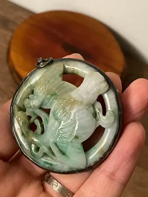 Hanger - Jade, Verguld zilver - China - 20e eeuw