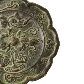 Spiegel (1) - Brons - Draak en paard - China - 20e eeuw