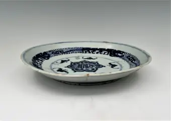 Borden, Gerechten (3) - Blauw en wit - Porselein - 青花碟3隻( Lot.396&398&455) - China - 19e eeuw