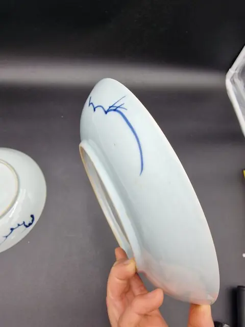 Twee borden uit de Qing-dynastie, Kangxi met blauw en wit bloemmotief. (2) - Blauw en wit - Porselein - China - Kangxi (1662-1722)