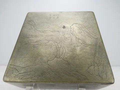 Inkt Doos - Brons, Messing, Inktsteen - China - 19e - 20e eeuw