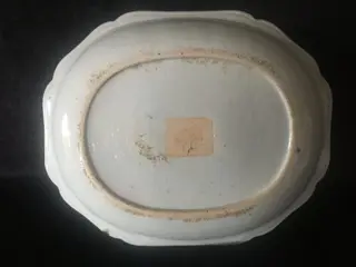 Platter (1) - Porselein - flora domestic - Groot dienblad Porselein blauw en wit China - China - Qianlong (1736-1795)