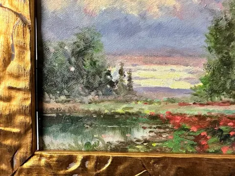 François Ledoux (XXème siècle) - Paysage aux coquelicots