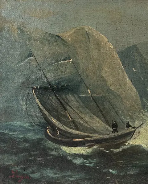 Lugin (XIX) - Caravelles en mer agitée