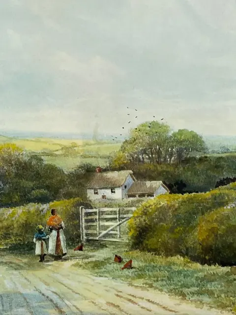 British school (XX) - Mother and daughter on a country track