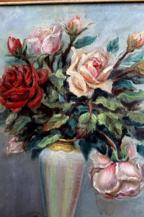 Ecole catalane (XX) - Vase avec roses