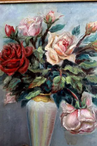 Ecole catalane (XX) - Vase avec roses