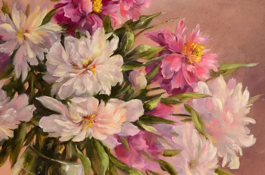 Natalia Yudina (1978) - Still life - Peonies
