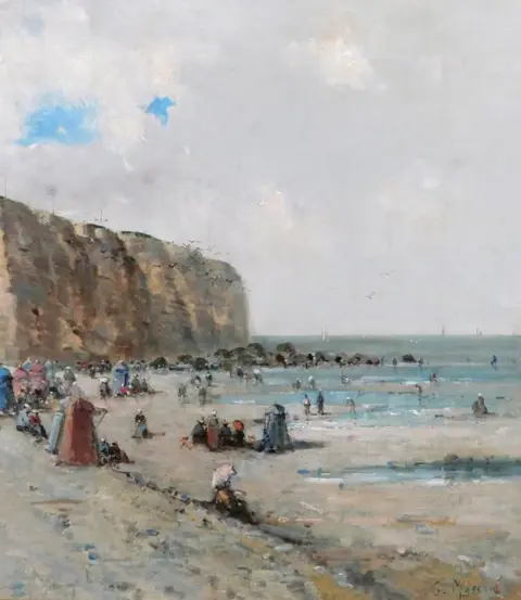 Gustave Mascart (1834-1914) - Normandy, the beach and the cliffs