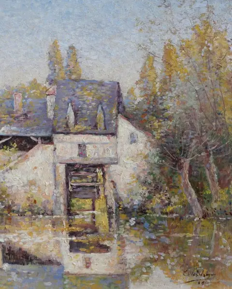 Eugène Jules Delahogue (1867-1934) - Landscape at the Muids mill (Eure)