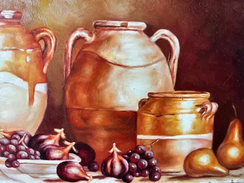 NicolasMoreau (XXème siècle) - Nature morte aux raisins