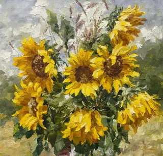 Irina Alex (1961-) - Tournesols sous le Soleil