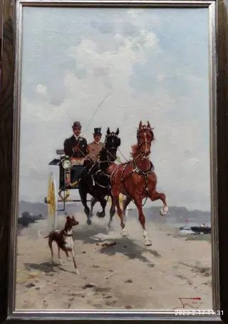 Alfredo Tominz (1854-1936) - Kutschenfahrt mit Herren