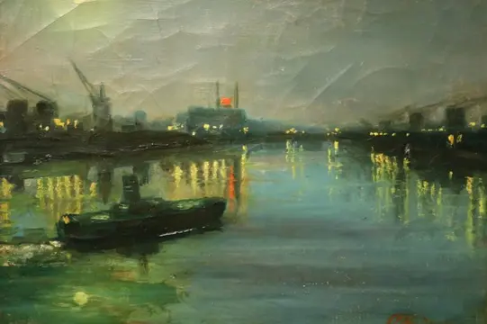 Van Berckelaer (XIX-XX) - Nachtelijk havenzicht