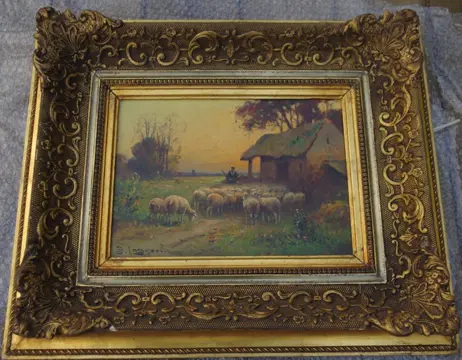 B. Langevin XXe - Moutons au soleil couchant