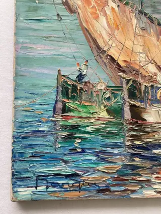 Ecole française XXe siècle - Barques de pêche du Midi