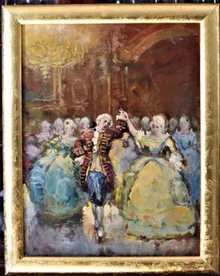 Scuola Italiana, XX (Firmato A. Zavaga) - Scena di corte