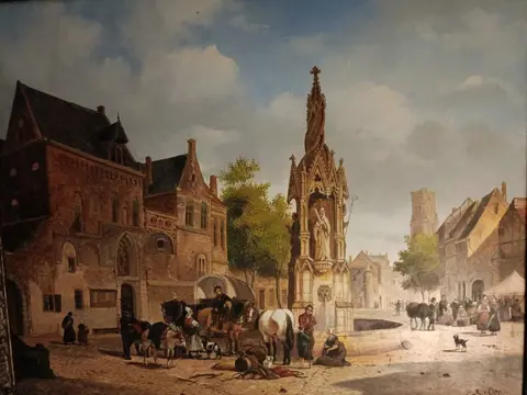 Flemish school (XX) - Market day in a Dutch town
