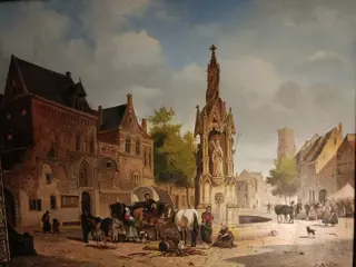 Flemish school (XX) - Market day in a Dutch town