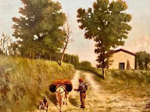 Post-Macchiaiolo scuola Toscana - Campagna Toscana(NO RESERVE)