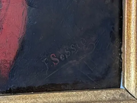 Franz Carl Sessig (1854-1914) - Portrait of a woman in a red scarf