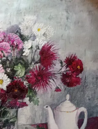 Pavel Peres (XXI) - Nature morte matinale aux chrysanthèmes