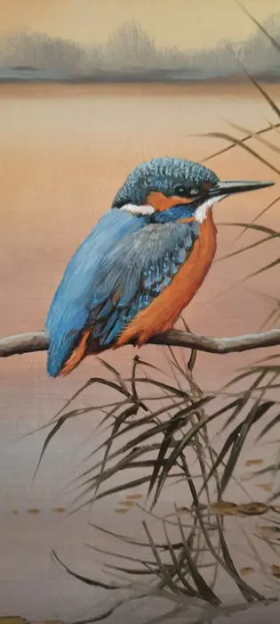 Kees van Kooten (1946-2016) - IJsvogel in avondzon