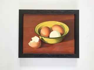 Hollandse school (XX) - Stilleven met schaaltje met eieren