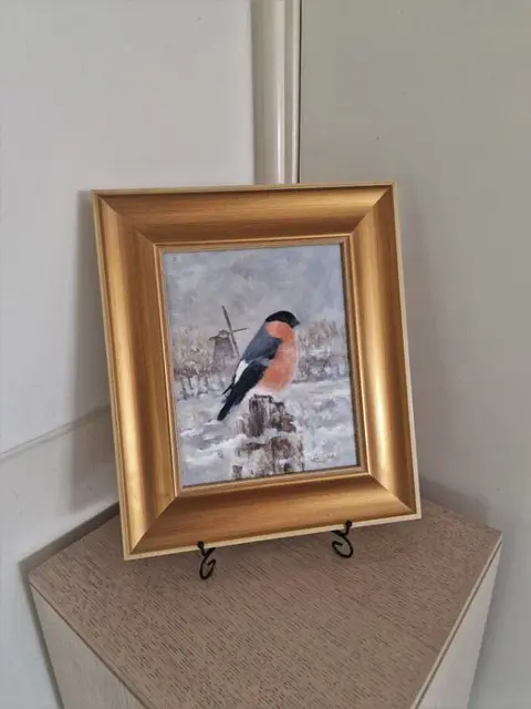 CH van Dijk ( 1965 - ) - Goudvink -Hollands winterlandschap