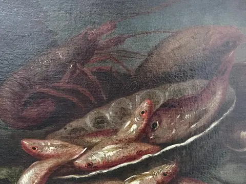 Elena Recco (1654 - 1715) - Ambito di - Natura morta di pesci e crostacei