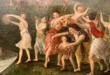 Scuola neoclassica (XVIII secolo) - Baccanale con danzatrici in un paesaggio