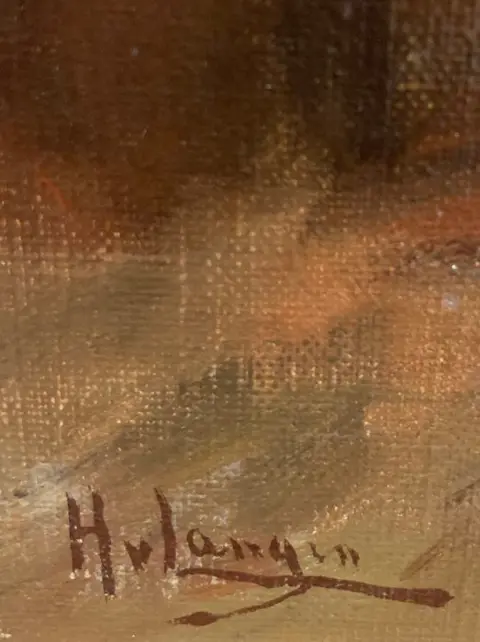 Henrikus van Langen (1874-1964) - Moeder en kind in oud interieur