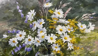 Irina Alex (1961-) - Marguerites et Bleuets