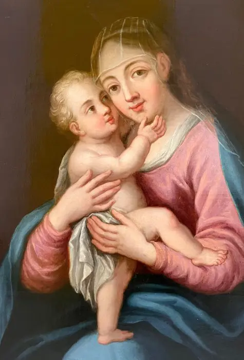 École française du XIX siècle. - Vierge à l'Enfant - Nativité